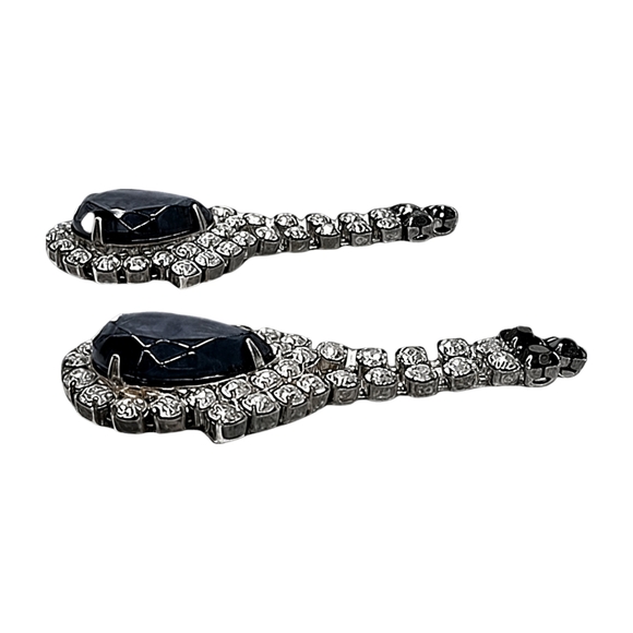 Vintage Rhinestone Black Chandelier Drop Earrings - Picture 3 of 5